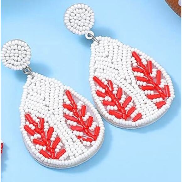 Beaded Baseball Earrings - Picture 1 of 1